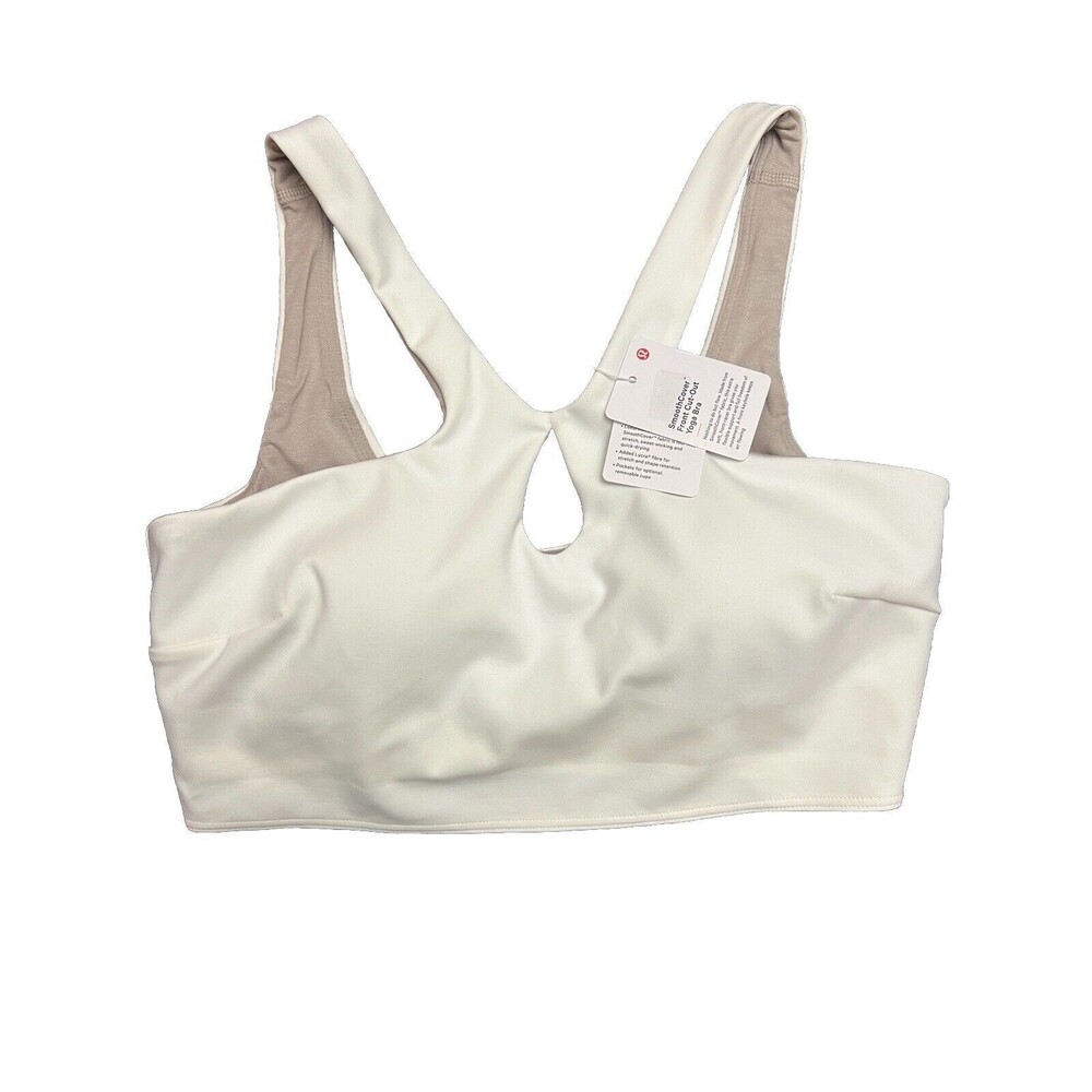 Lululemon Women’s SmoothCover Front Cut-Out Yoga Bra White size 6 New w/tag